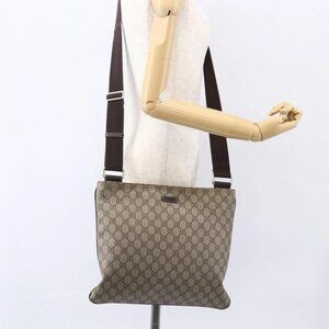 GUCCI GG Supreme Shoulder Bag PVC Beige Gold 201446 Auth 153075